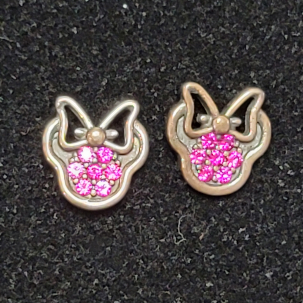 Disney Minnie Mouse Pink Rhinestone Earrings